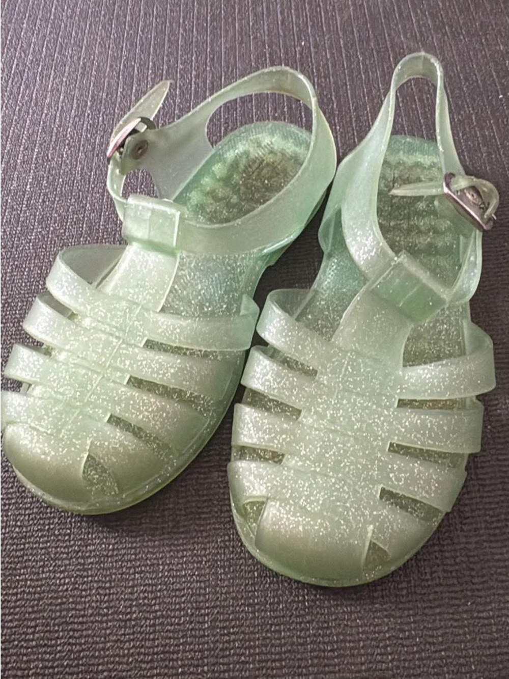 Shoo Shoos Glitter Jelly Sandals in Light Green